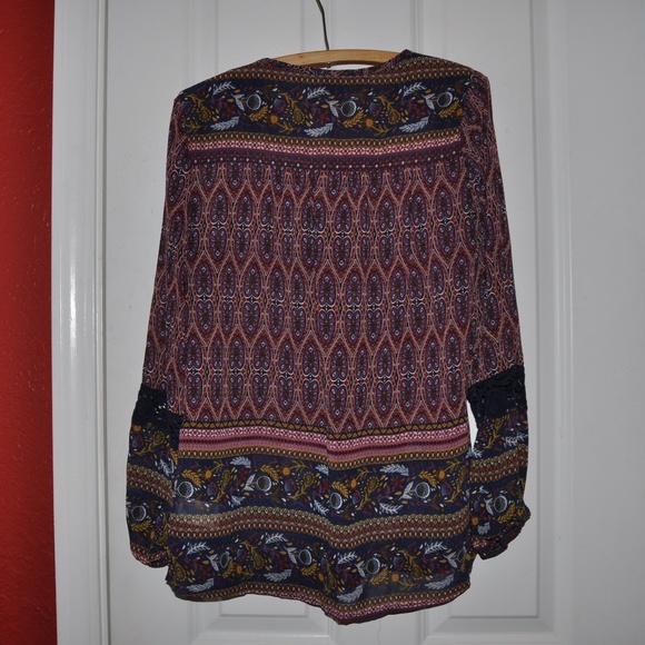 New KNOX ROSE Embroidered Border Peasant Top [D4] - Picture 7 of 8